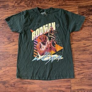 Vintage Rodman Apparel T Shirt Mens Large Green The Worm Dennis Rodman Graphic